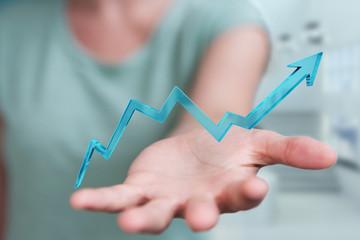 Aufkleber - Businesswoman using digital modern arrow 3D rendering