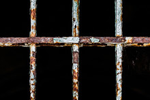 Old Cracked Iron Metal Rusty Window Bar