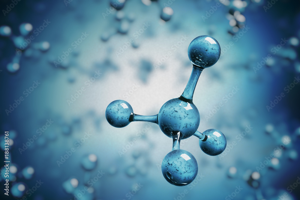 Methane or Ammonium molecules. Science concept. 3D rendered illustration. - obrazy, fototapety, plakaty 
