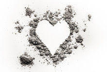 Romantic Heart Love Symbol Made In Ash, Dust Or Sand