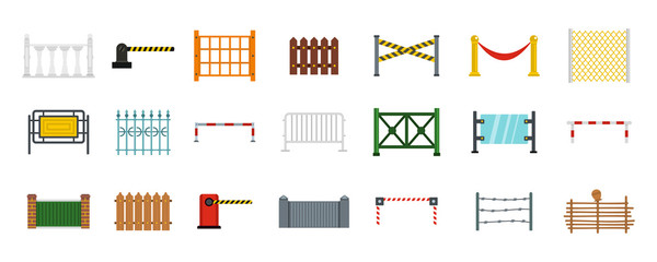 Poster - Barrier icon set, flat style