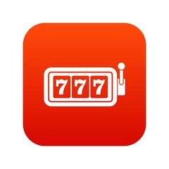 Poster - Lucky seven on slot machine icon digital red