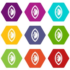 Poster - hand power meter icon set color hexahedron