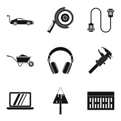 Poster - Mechanic icons set, simple style
