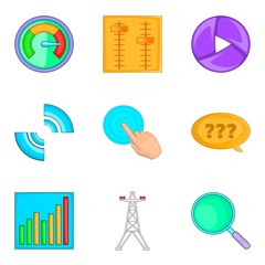 Poster - Engineering system icons set, cartoon style