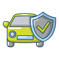 Poster - Insurance car icon, cartoon style