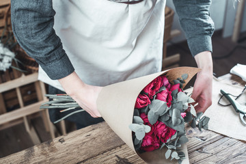 Poster - Small business concept with florist woman ownership on modern flower shop