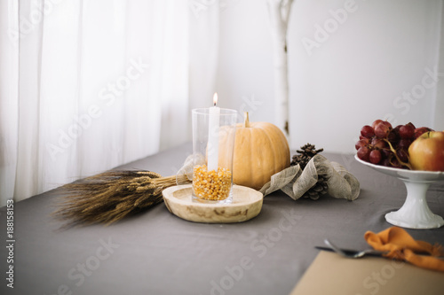 Zdjęcie XXL Dekoracja stołu dziękczynienia z nasion