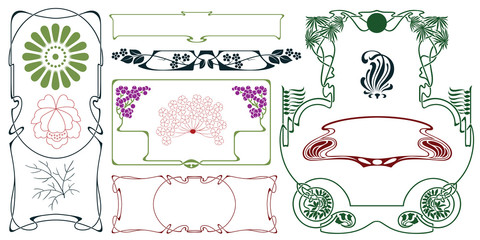 Wall Mural - Vector plant vignette and border.