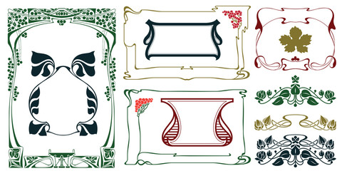 Wall Mural - Vector plant vignette and border.