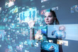 © metamorworks - Young woman using futuristic interface. IoT(Internet of Things). ICT(Information Communication Network). Social media.