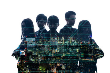 Canvas Print - Group of businessperson and digital technology concept.