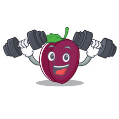 Sticker - Fitness plum character cartoon style