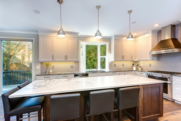 Wall Mural - Beautiful black and white kitchen design.