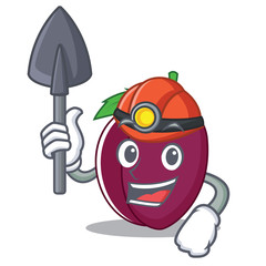 Sticker - Miner plum mascot cartoon style