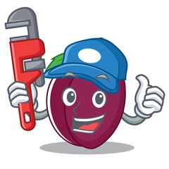 Poster - Plumber plum mascot cartoon style