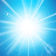 Poster - Abstract blue background with sunlight 001