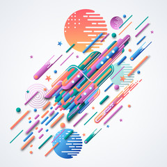 Wall Mural - abstract 3d image of a rocket. bright curved geometric shapes. futuristic vector image of a spaceshi