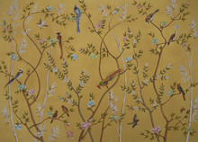 Birds And Flowers On Gold Background