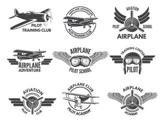 Wall Mural - labels design template with pictures of airplanes