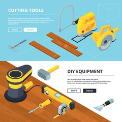 Poster - Horizontal banners with electrical tools for construction