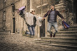 © liderina - Jumping and holding hands.