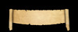Antique parchment scroll on black background.