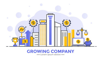 Poster - flat line modern concept illustration - growing company