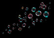 canvas print picture - Bubbles on black background