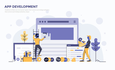 Poster - flat modern concept illustration - app development