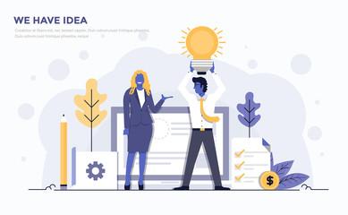 Poster - flat modern concept illustration - we have idea