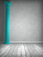 Wall Mural - Empty room in gray colors in which the column is painted in a bright color