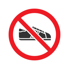 Sticker - Forbidden sign with sneaker glyph icon