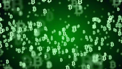 Fototapete - Abstract network with bitcoin sign