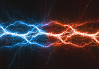 Fire and ice plasma lightning bolt