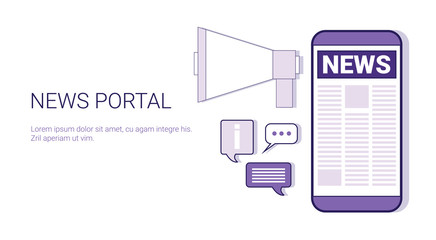 Poster - News Portal Concept Template Web Banner With Copy Space Vector Illustration