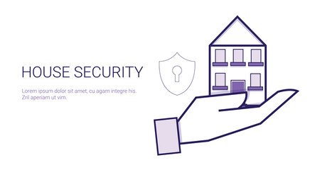 Poster - House Security Concept Real Estate Protection Template Web Banner With Copy Space Vector Illustration