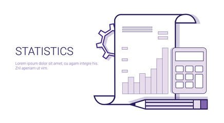 Poster - statistics analysis results document concept template web banner with copy space vector illustration