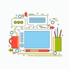 Poster - Graphic Designer Tool On Workplace Digital Tablet