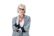 © LIGHTFIELD STUDIOS - pensive businesswoman posing in formal wear, isolated on white