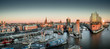 Leinwandbild Motiv Elbphilharmonie und Hafencity bei Sonnenuntergang