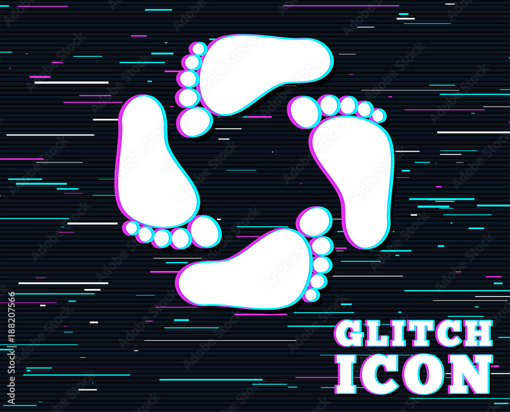 Foot Step Effect Glitch effect. Baby footprints icon. Child barefoot steps. Toddler feet ...