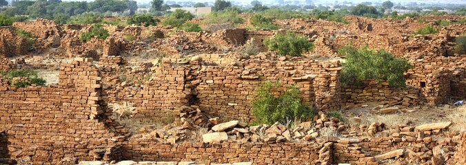 Poster - ancient monument in kuldhara heritage village jaisalmer rajasthan india