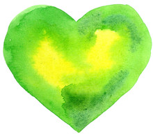 Watercolor Green Heart