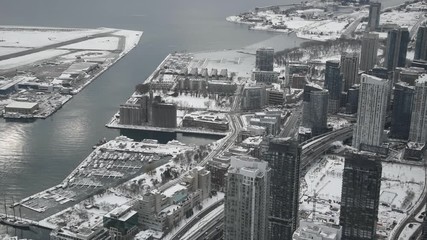 Wall Mural - Aerial view of Toronto and Ontario lake in winter