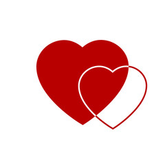 Canvas Print - two red hearts icon. hearts on transparent background. love icon. hearts from greeting card on valen