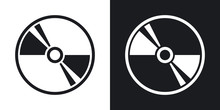 Vector CD Or DVD Icon. Two-tone Version On Black And White Background