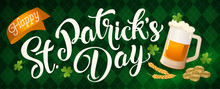 St. Patricks Day Vintage Holiday Banner Design. Vector Illustration.