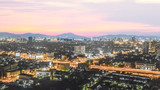 Fototapeta Boho - Panorama light of cityscape at golden hour