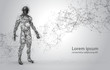 Abstract Wire frame human body. Polygonal 3d model on white background. Dots and Lines Low Poly